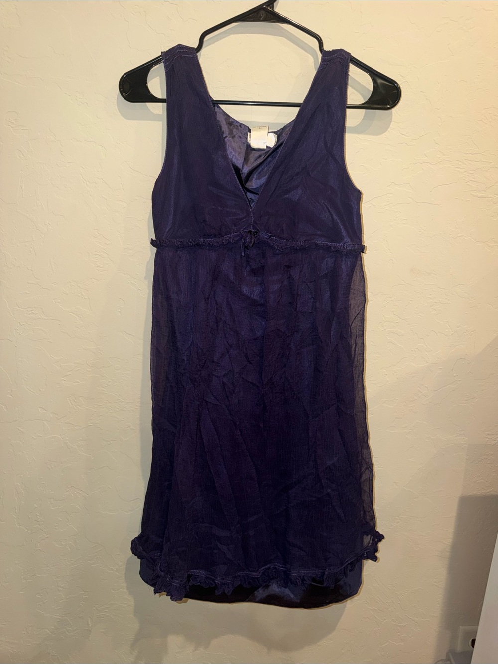 M.S.S.P. Purple Satin 100% Silk Shell Chemise Nightgown V-Neck Sleeveless S